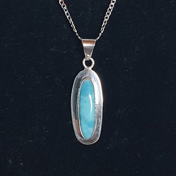 Bold Vintage Taxco Mexico TV-76 925 Sterling Silver Larimar Statement Pendant - Picture 3 of 12
